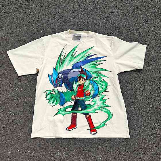 Футболка чоловіча з принтом аніме Аніме Мега Ман Стар оверсайз (S/M/L) Черний Дніпро