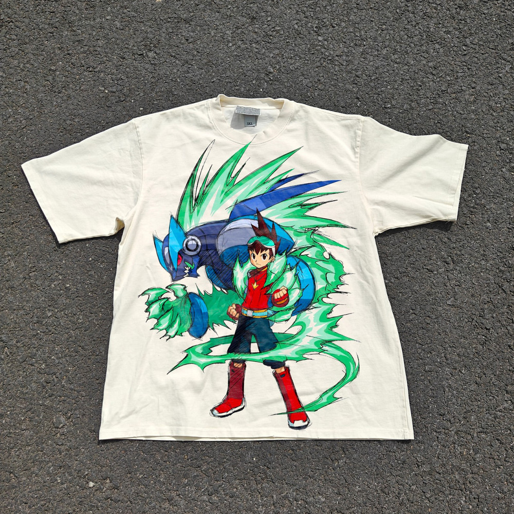 Футболка чоловіча з принтом аніме Аніме Мега Ман Стар оверсайз (S/M/L) Черний Дніпро - фото 6