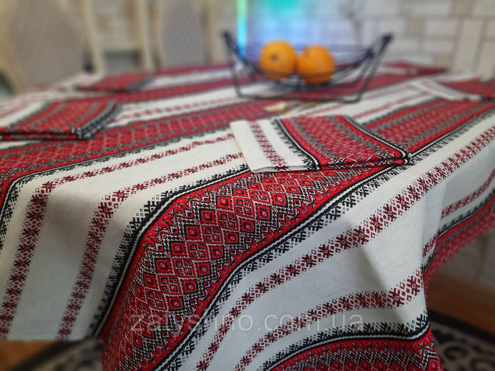Червона скатертина вишита комплект Київ - фото 9