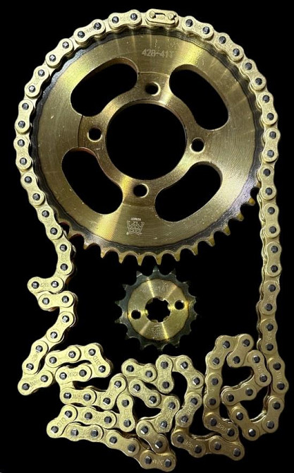 Зірки трансмісії (пара) Delta 428-14T + 428-41T (+ланцюг 98L) золота -2 Мукачево - фото 1