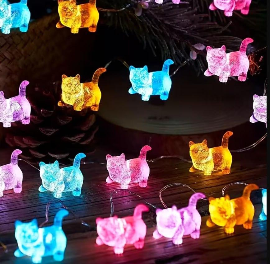 Гірлянда Коти 1,7 м 20 LED, світлодіодна гірлянда на батарейках для кімнати та декору Київ - фото 3