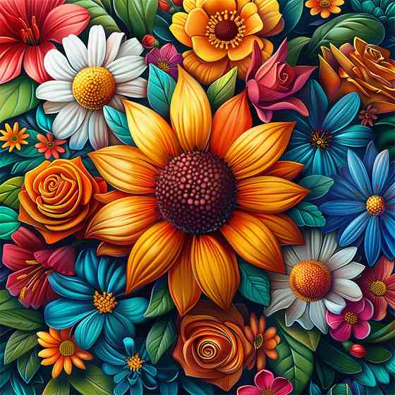 Алмазна мозаїка "Квіти" BH030 неповна викладка 25х25 см Вінниця