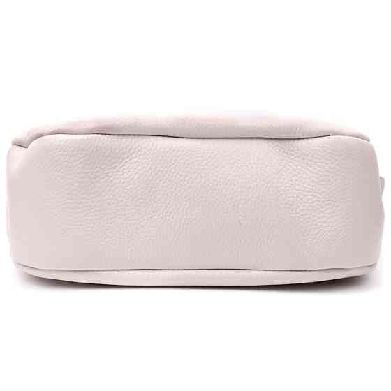 Женская сумка через плечо с необычным бегунком брелком из натуральной кожи Vintage 22616 Белая Киев