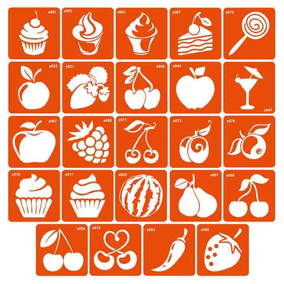 Набор трафаретов для био-тату «E - еда» e-simple_24_1 Винница