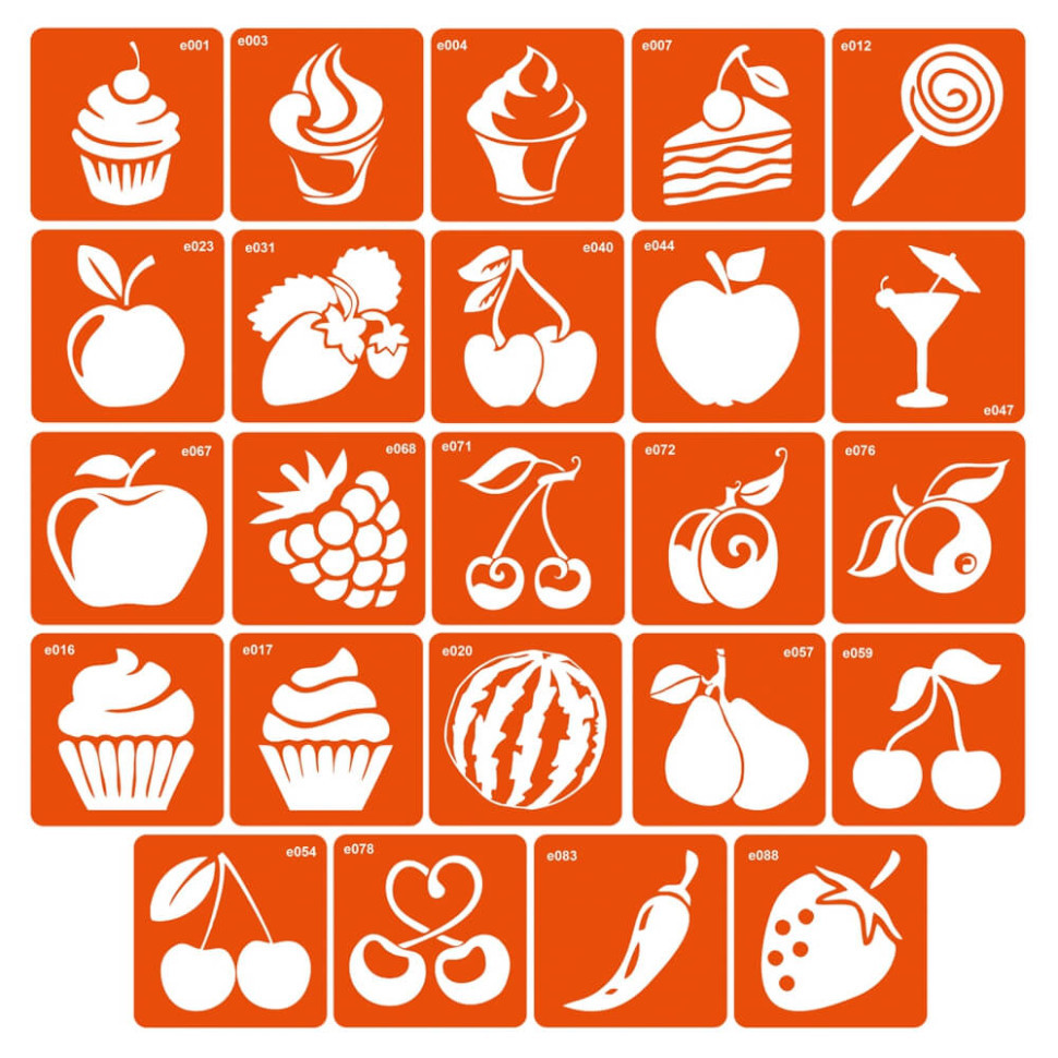 Набор трафаретов для био-тату «E - еда» e-simple_24_1 Винница - изображение 1