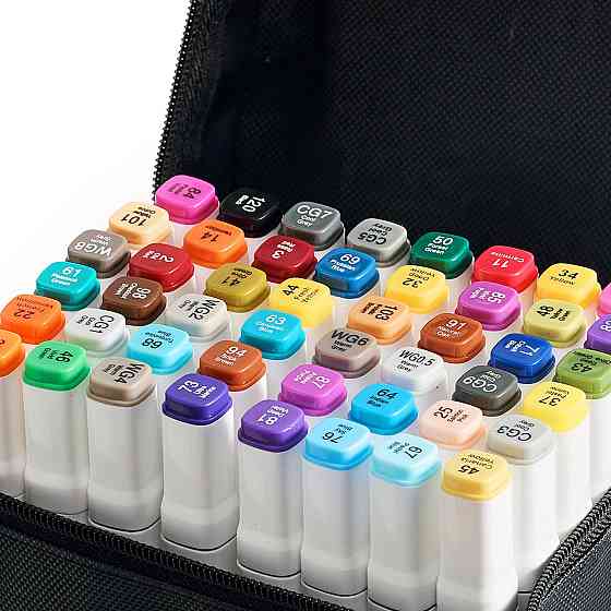 Набор маркеров для художников Touch Smooth 48 шт, двусторонние для рисования+Органайзер для канцелярии розовая Каменец-Подольский