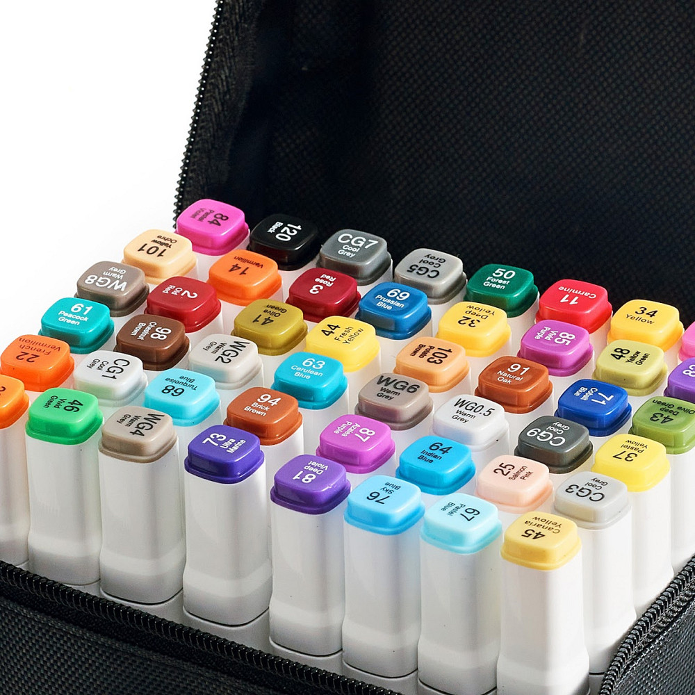 Набор маркеров для художников Touch Smooth 48 шт, двусторонние для рисования+Органайзер для канцелярии розовая Каменец-Подольский - изображение 3