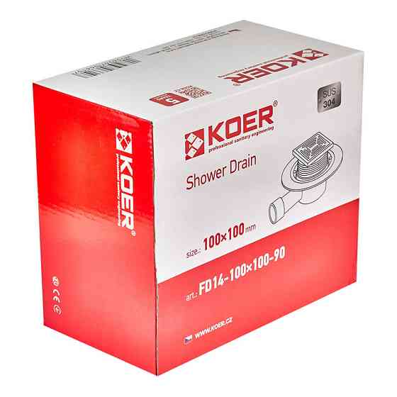 Душовий трап з нержавіючої сталі SUS304 Koer FD14-100x100-90    ( AC0661 ) 38193 Харків