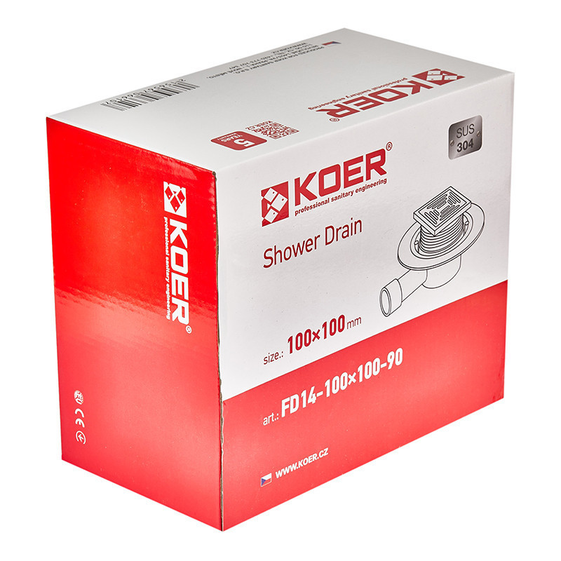 Душовий трап з нержавіючої сталі SUS304 Koer FD14-100x100-90    ( AC0661 ) 38193 Харків - фото 2