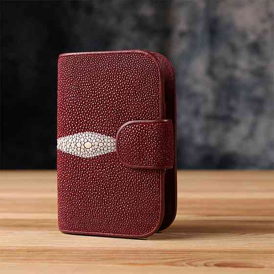 Кошелек женский STINGRAY LEATHER 18092 из натуральной кожи морского ската Бордовый Киев