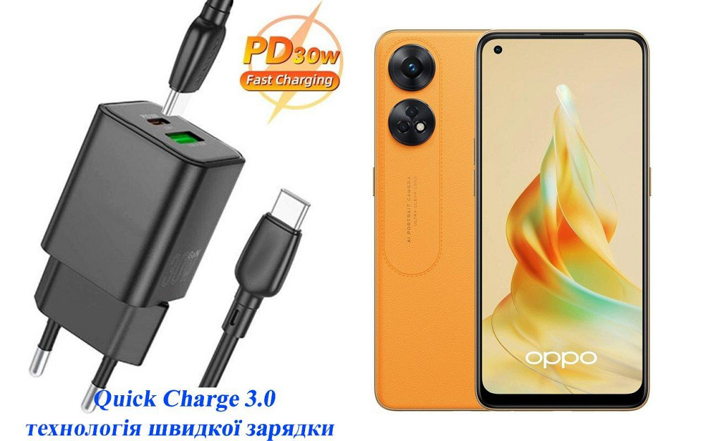 Зарядное устройство Dual Port 30W для смартфона OPPO Reno8 T Киев - изображение 1