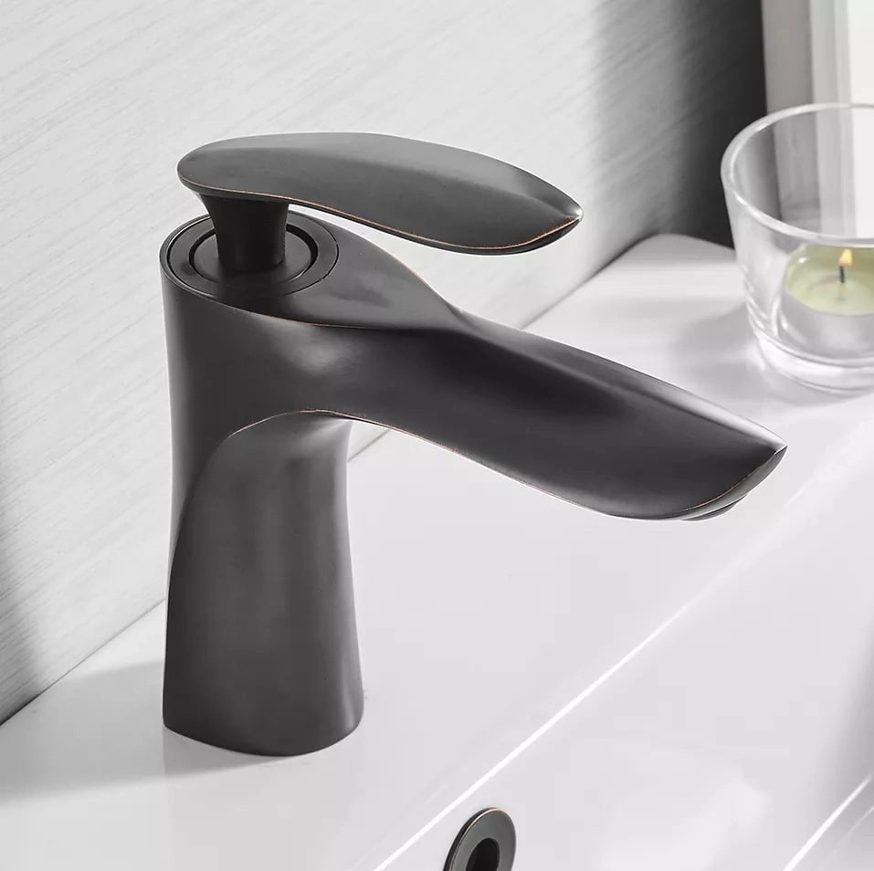 Змішувач для умивальника одноважільний, кран для раковини латунь WanFan для ванної кімнати Чорний матовий Кам'янець-Подільський - фото 1