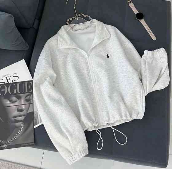 Жіночий теплий оверсайз худі на блискавці тринитка на флісі Меланж Одеса