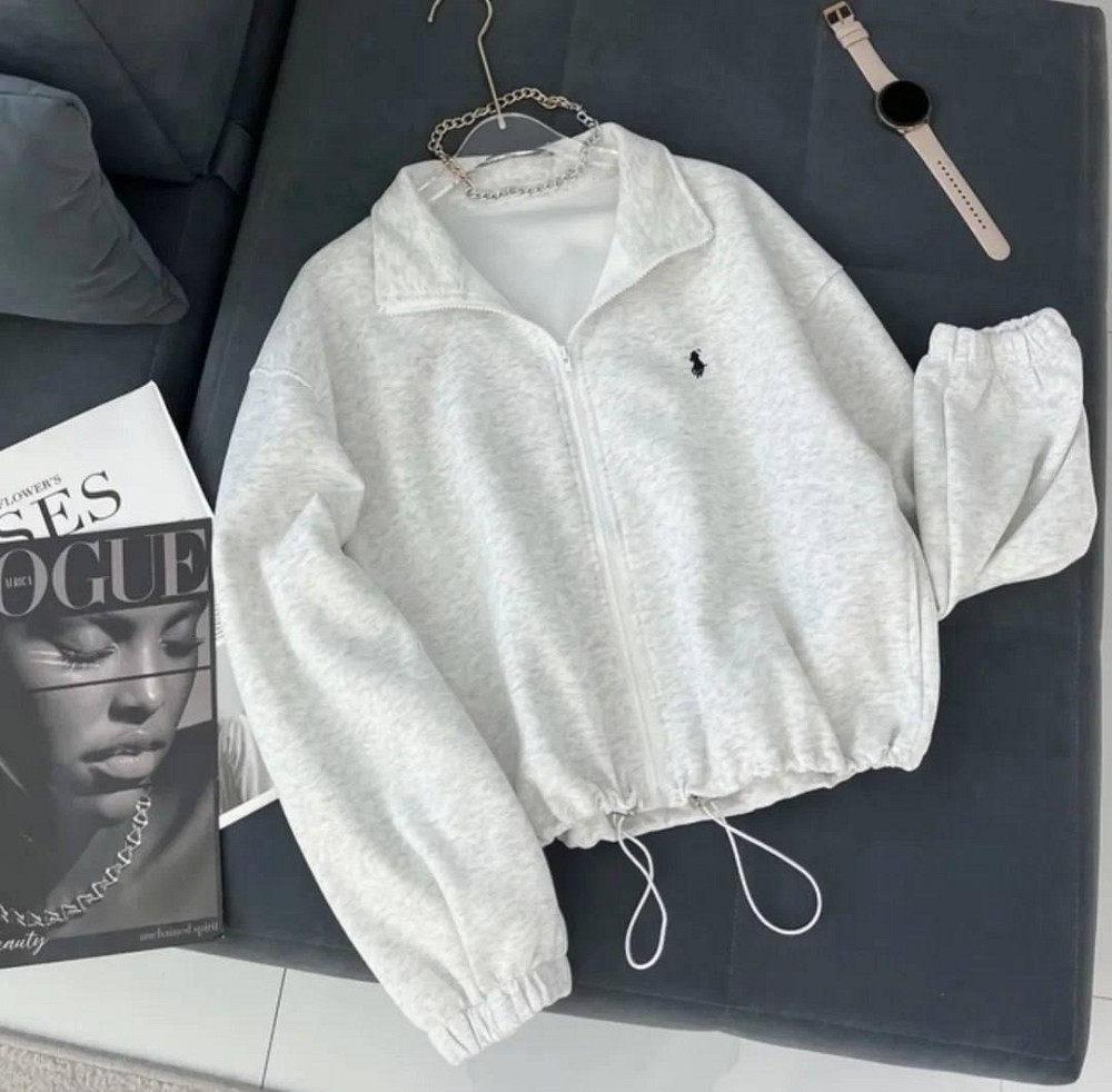 Жіночий теплий оверсайз худі на блискавці тринитка на флісі Меланж Одеса - фото 1