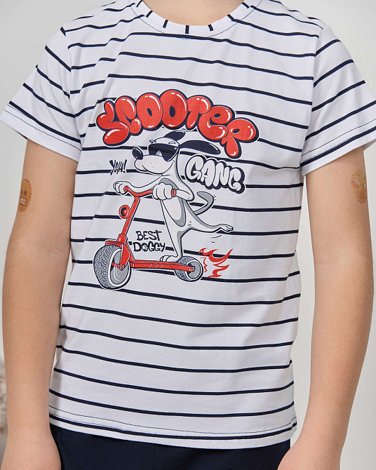 Комплект з капрі для хлопчика Tom John - Смужки Scooter 89156 7-8, Білий Київ - фото 6