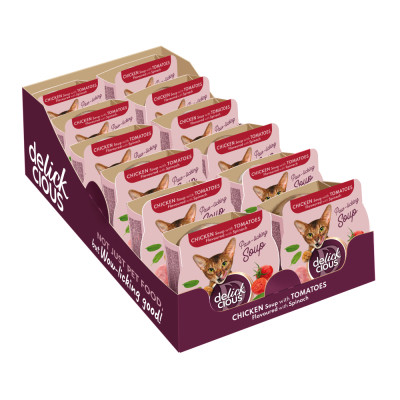 Влажный корм для кошек Delickcious Суп из курицы с томатами и добавлением шпината 80 г (4820269141551) Винница - изображение 2