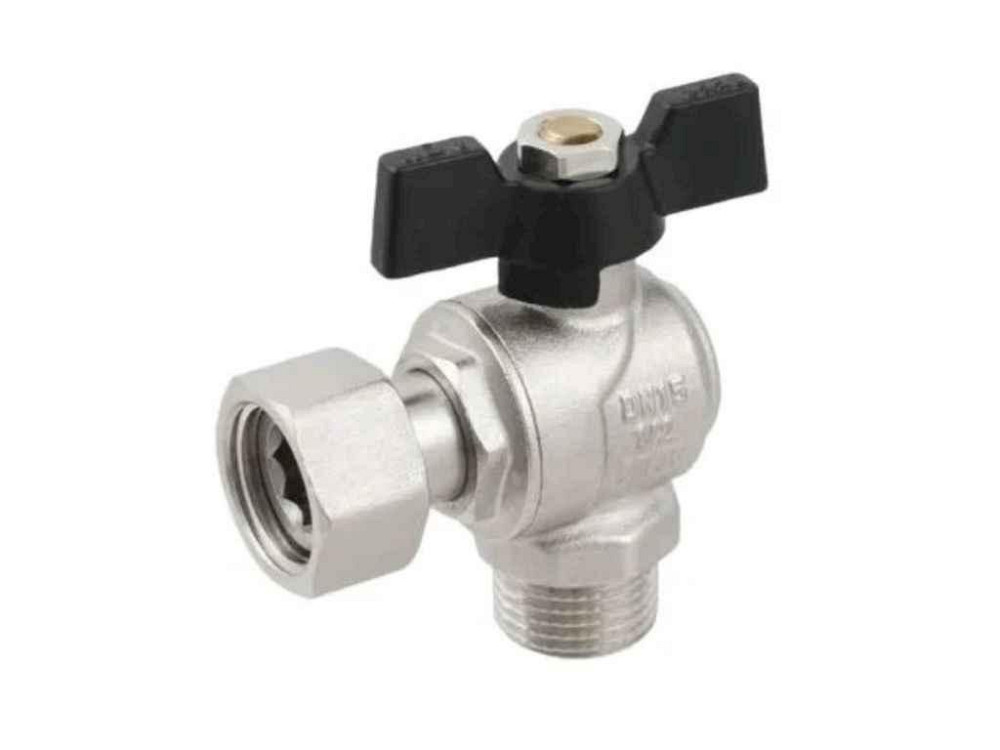 Кран кульовий 3/4 кутовий з накид. гайкою ЗВ, DN20, PN40, DRBM2, метелик, BLACK ТМ RAFTEC Київ - фото 1