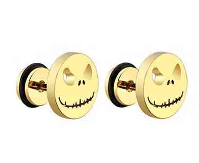 Серьги-пусеты Джек Скеллингтон «Кошмар перед Рождеством» – золотистый цвет, титановая сталь, готические унисек Киев