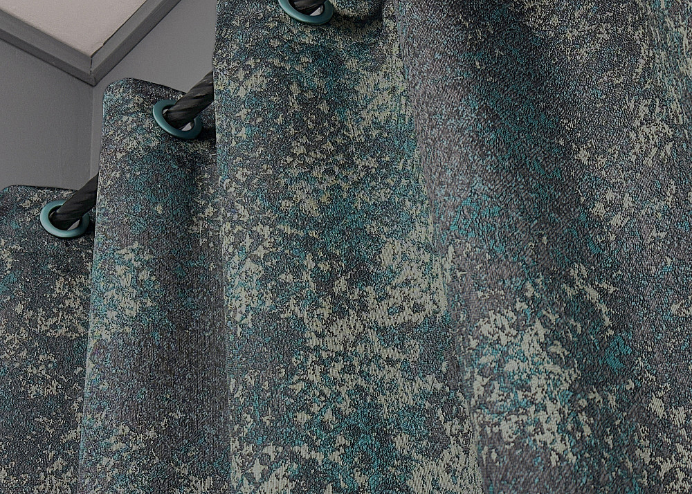 Комплект штор на люверсах VR-Textil Мрамор Al-9 № 1636ш Бирюзовый с серым 150х270 см 2 шт (37-0174) Киев - изображение 8