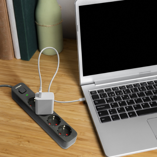 Мережевий подовжувач із заземленням 4 розетки 3м з кнопкою чорний VF-PD43G-B Oncord Videx Житомир - изображение 7