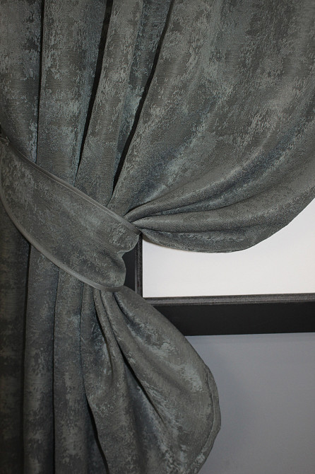 Комплект коротких штор VR-Textil Жакард Sultan XO № 1123ш Жакард Графітовий 130х170 см 2 шт (35-0110) Київ - фото 3