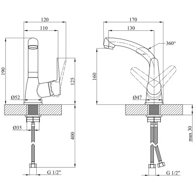 Смеситель Kroner Elbe-C031 (CV014919) Винница - изображение 8