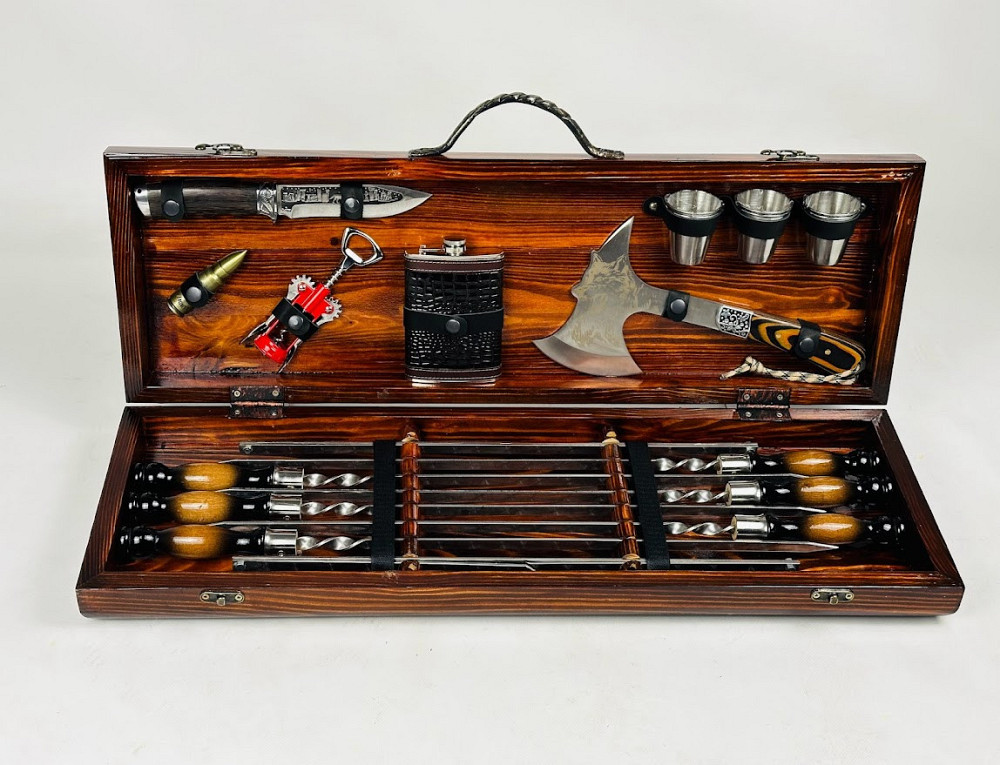 Подарунковий набір шампурів у дерев'яному кейсі ВОВК HAPPY DAYS Тернопіль - фото 1