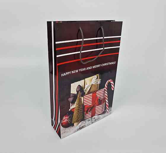 Великий паперовий пакет вертикальний 25/37/8 новорічний -021 (12 шт.) Харків