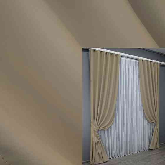 Комплект готовых штор VR-Textil Блэкаут Midnight № 1230ш Темный бежевый 100х270 см 2 шт (31-0008) Киев