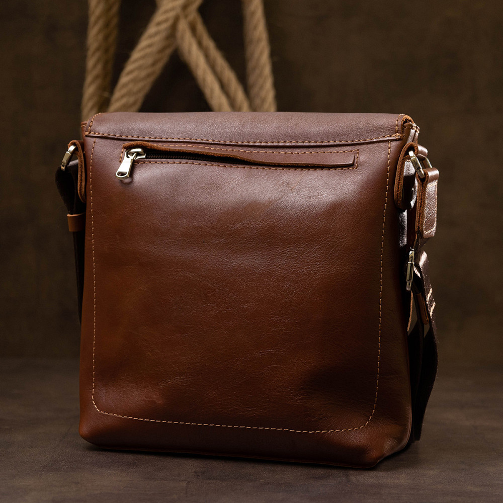 Кожаная мужская сумка через плечо GRANDE PELLE 11567 Коричневый Киев - изображение 10