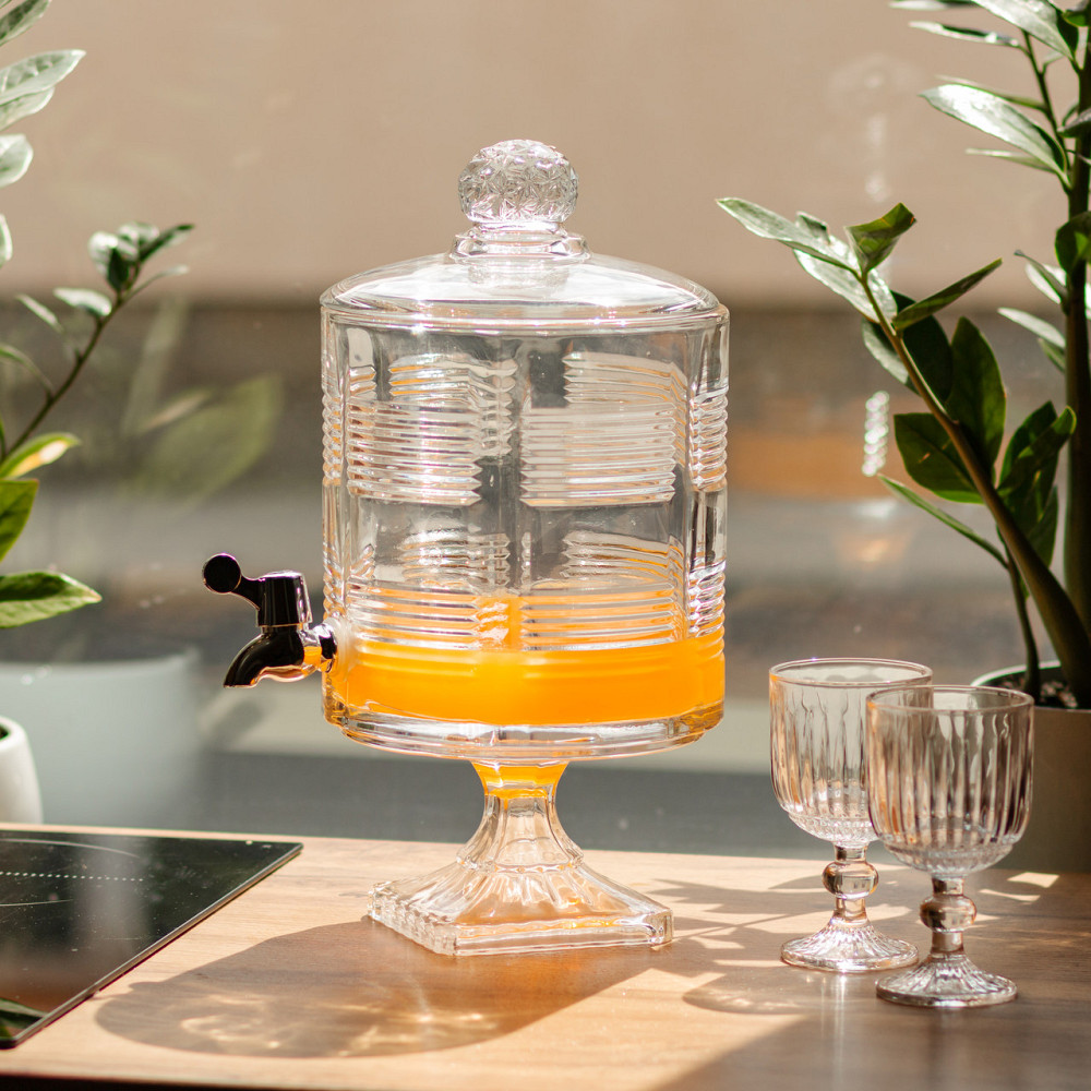Лимонадниця з краном на підставці скляна 4,5 л прозора HP-19-2 Коломия - фото 2