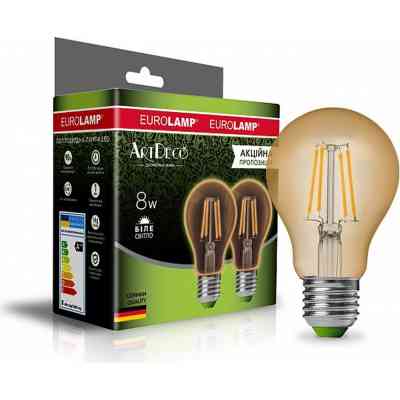 Лампочка Eurolamp LED А60 800 Lm E27 4000K 2шт (MLP-LED-A60-08274(Amber)new) Вінниця