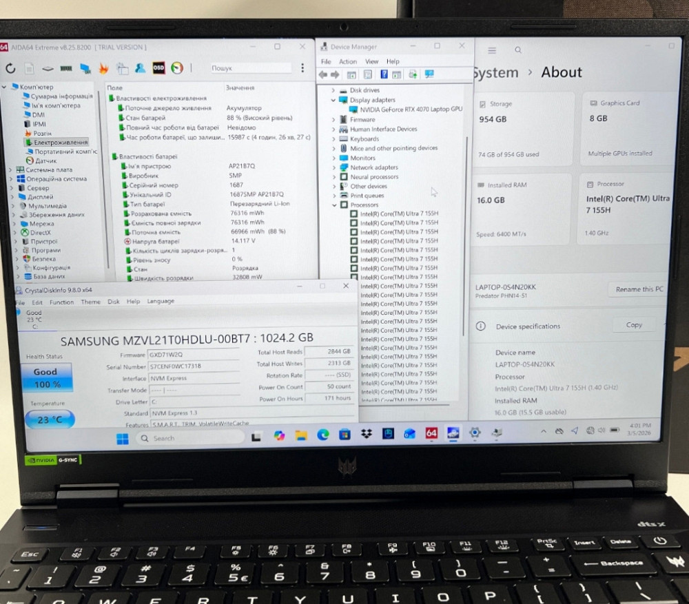 Acer Predator Helios Neo 14 Ultra 7 155H 16GB RAM 1TB SSD RTX 4070. Харьков - изображение 5