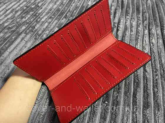 Тонкий женский купюрник красного цвета ручной работы ST Leather Киев