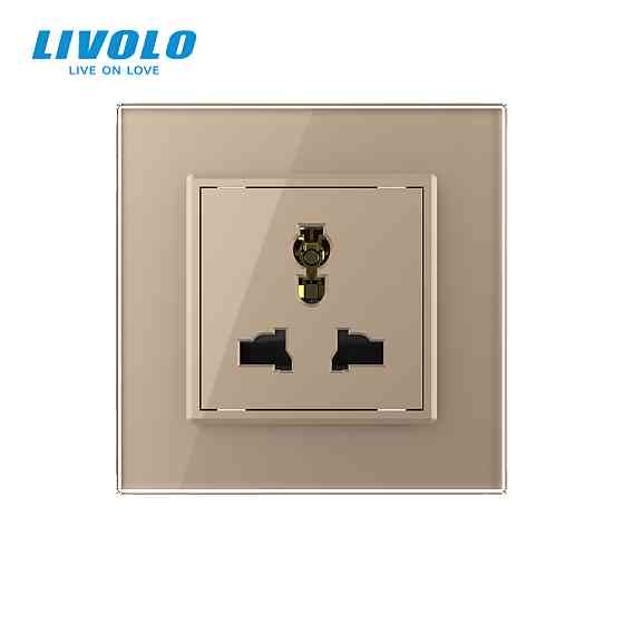 LIVOLO Розетка універсальна 12 стандартів в 1 Livolo золото скло (VL-C7C1C-13) Коломия