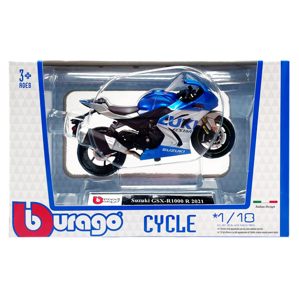 Дитяча модель Мотоцикла "Suzuki GSX-R1000 R 2021" Bburago 18-51030-13 масштаб 1:18 Вінниця - фото 1