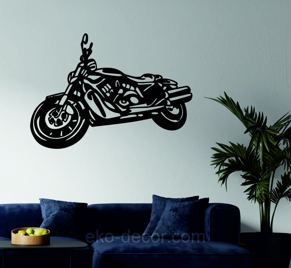 Декоративне настінне Панно «Мотоцикл» Декор на стіну 90*64 см, Чорний Київ - фото 2