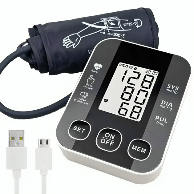 Автоматический тонометр для измерения давления с работой от батареек USB ЖК-дисплеем индикатором заряда MA-95 Львов - изображение 2