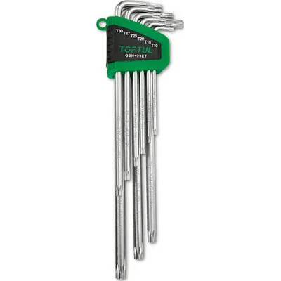 Ключ Toptul Г-подібний TORX T10-T50 9шт. супердовгий з отвором (GSN-09ET) Вінниця - фото 1