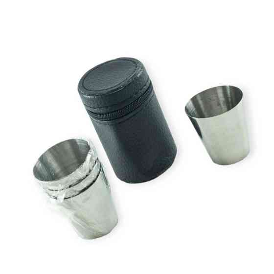 Стакан автомобильный нержавейка 30 мл в кожаном футляре (4шт) Мукачево