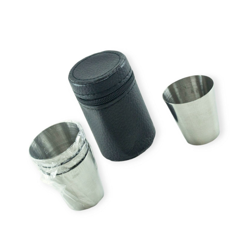 Стакан автомобильный нержавейка 30 мл в кожаном футляре (4шт) Мукачево - изображение 1