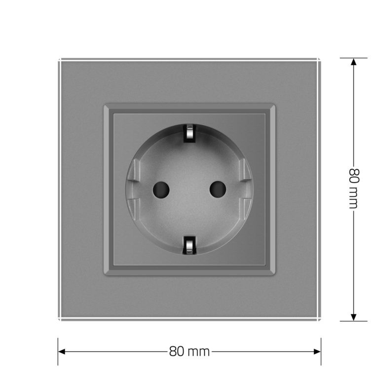 Електрична розетка з заземленням LIVOLO, сіра, скляна рамка, шторки, 250В 16А (VL-C7C1EU-15) Коломыя - изображение 5