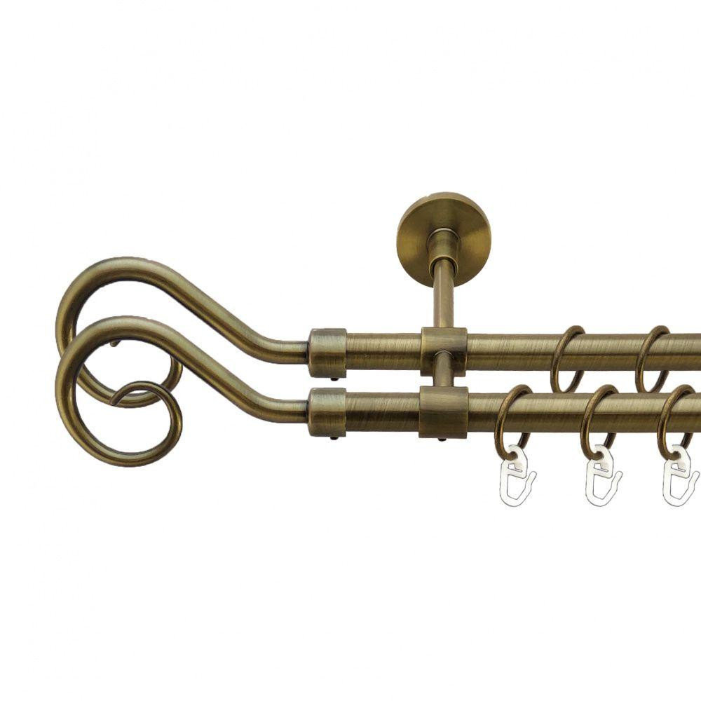 Карниз Orvit Гак 2 металевий дворядний закритий гладка труба кільце металеве Антик 16\16 мм 240 см (7329509) Львів - фото 1
