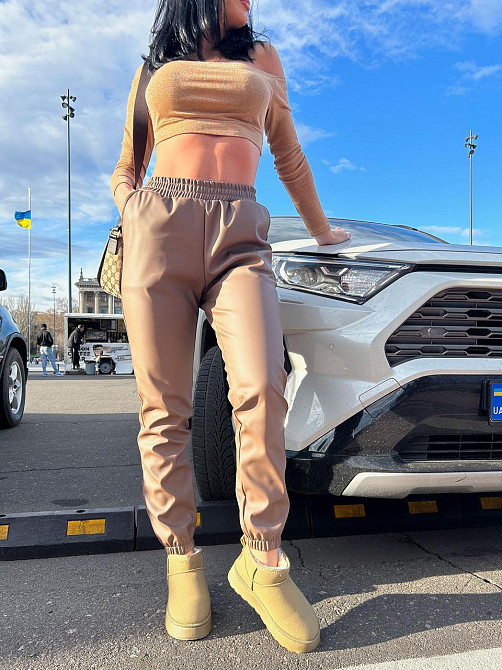 Штаны-джоггеры из экокожи на флисе Spenser Киев - изображение 7