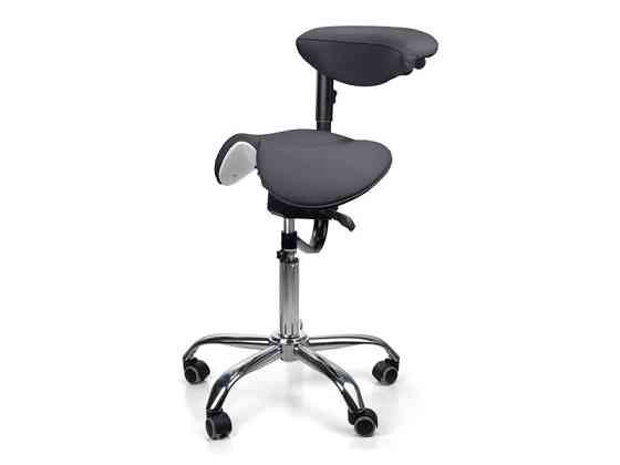Стілець-сідло для майстра 8016-2, зі спинкою, роздільне сидіння, 3 регулювання Антрацит Київ