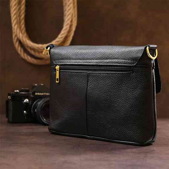 Невелика жіноча шкіряна сумка Vintage 20685 Чорний Київ