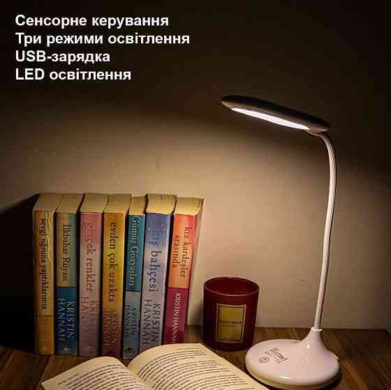 Лампа настольная светодиодная аккумуляторная Led лампа сенсорным управлением и тремя режимами яркости Каменец-Подольский