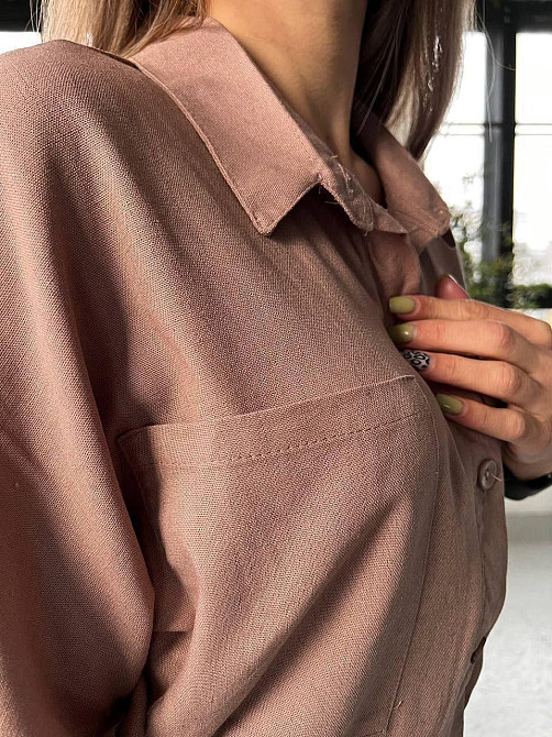 Легкий женский базовый комбинезон лен. Мокко, 46 Одесса - изображение 4