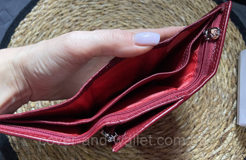 Маленький женский кожаный кошелёк бордового цвета на магнитах Marco Coverna 1419 Киев - изображение 9