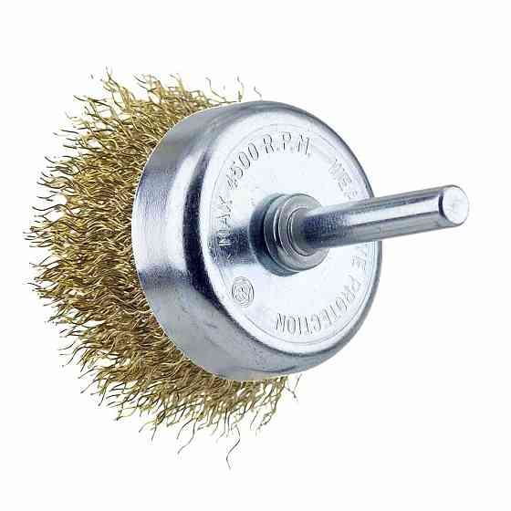 Щітка дротяна чашеподібна Ø50мм хвостовик Ø6мм (латунированная) SIGMA (9015051) Рівне